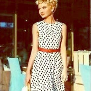 ZARA SS 2019 Midi Polka Dot Dress with red belt